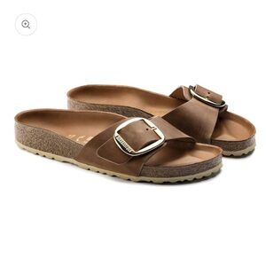 Birkenstock Madrid Big Buckle size 40 Oiled Leather in Cognac NWOB